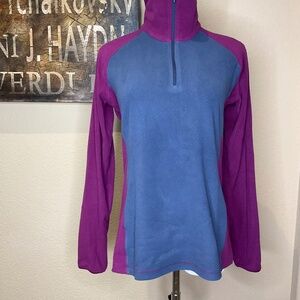 Columbia women's fleece Blue Fushia Henley Small 1/2 /zip